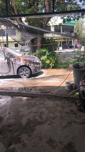 Blue garage carwash